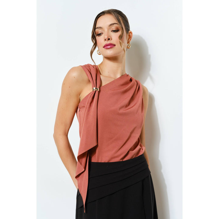Asymmetric Drape Ring Detail Top