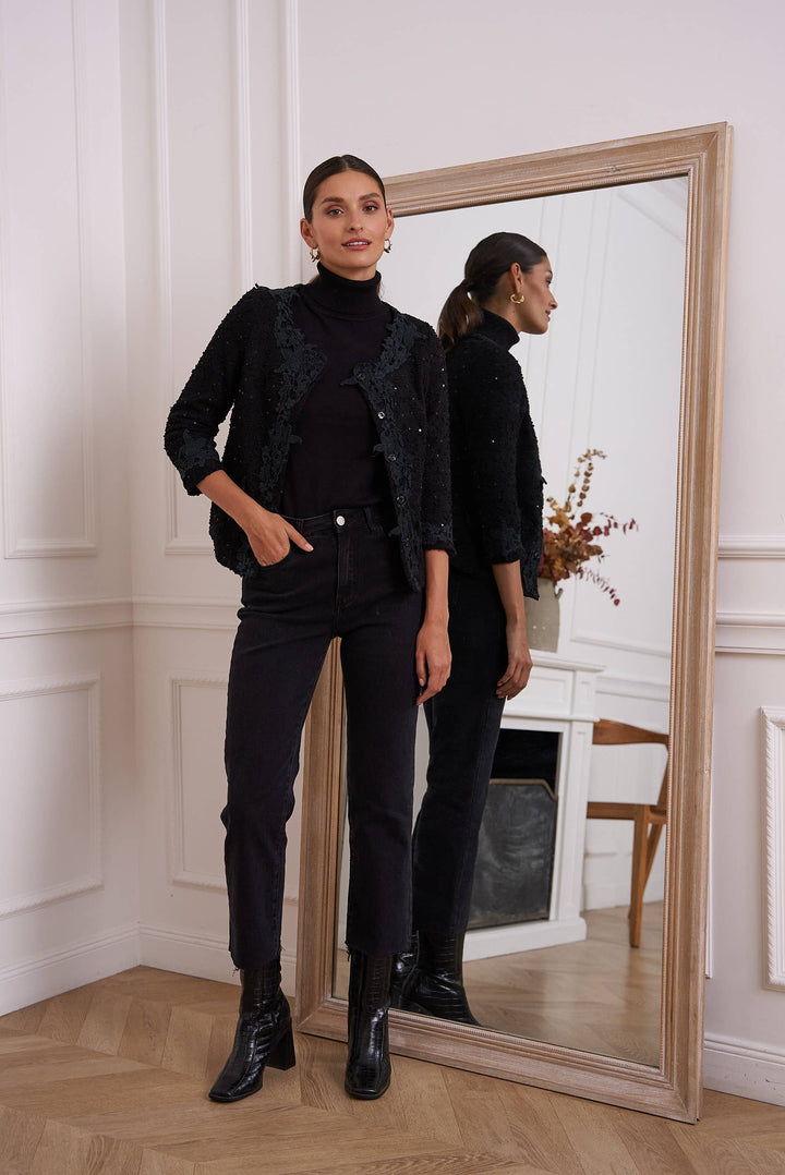 Short Jacket in Tweed and Lace