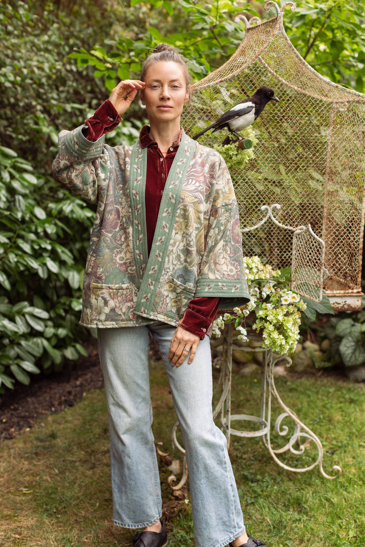 Love Grows Wild Fleece Cottage Cardigan Kimono Jacket