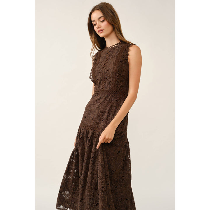 Flora Elegant Guipure Lace Sleeveless Maxi Dress