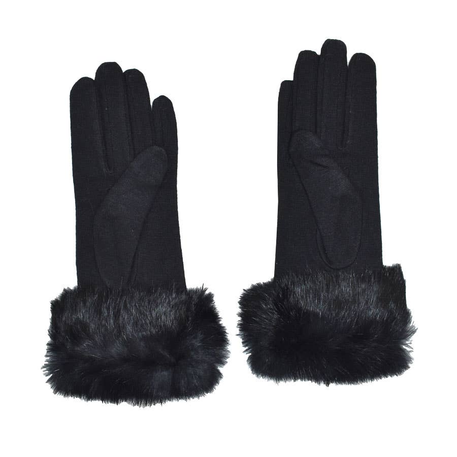 Lucetta Fur Cuff Plaid Gloves