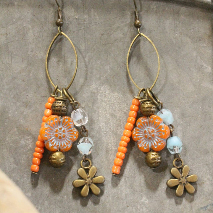 Czech Flower Stone Earrings