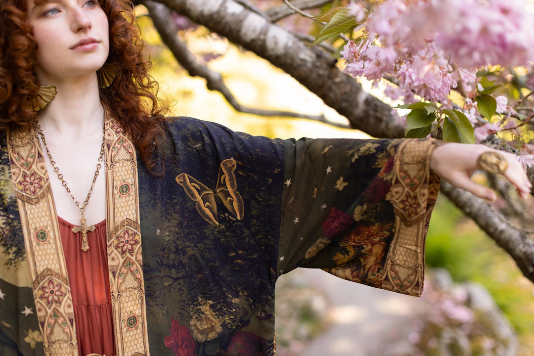 The Messenger Opera Duster Robe w/ Joan of Arc & Florals