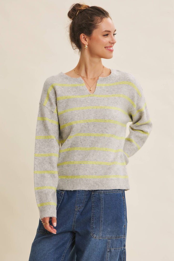 Eco-Conscious Stripe Oversized Easy Favorite Sweater Top