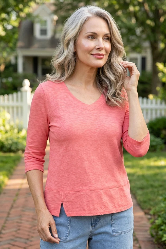 Cotton Pebble Elbow Sleeve Tee