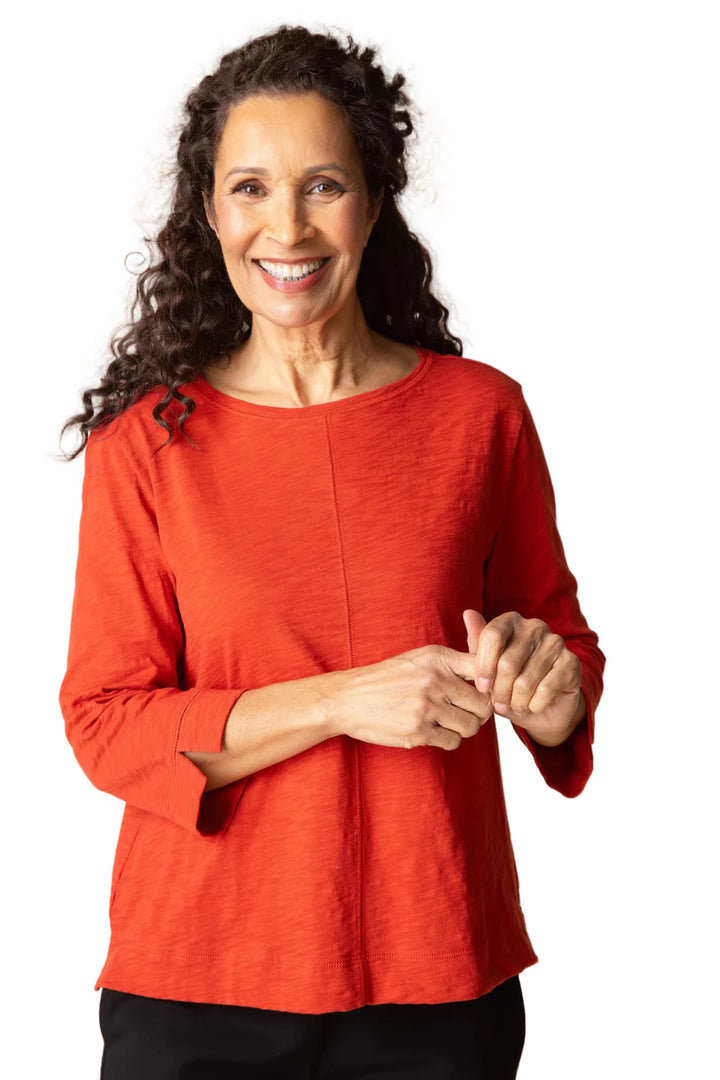 Cotton Pebble Coverstitch Boatneck Top