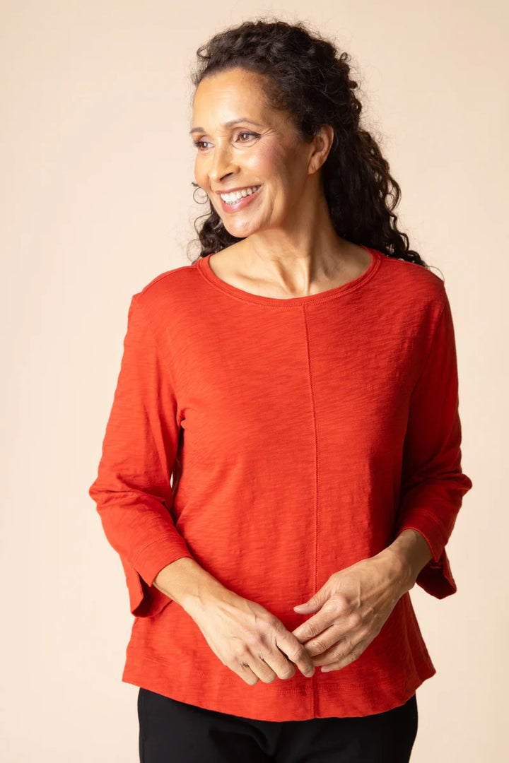 Cotton Pebble Coverstitch Boatneck Top