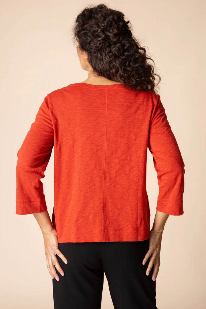 Cotton Pebble Coverstitch Boatneck Top