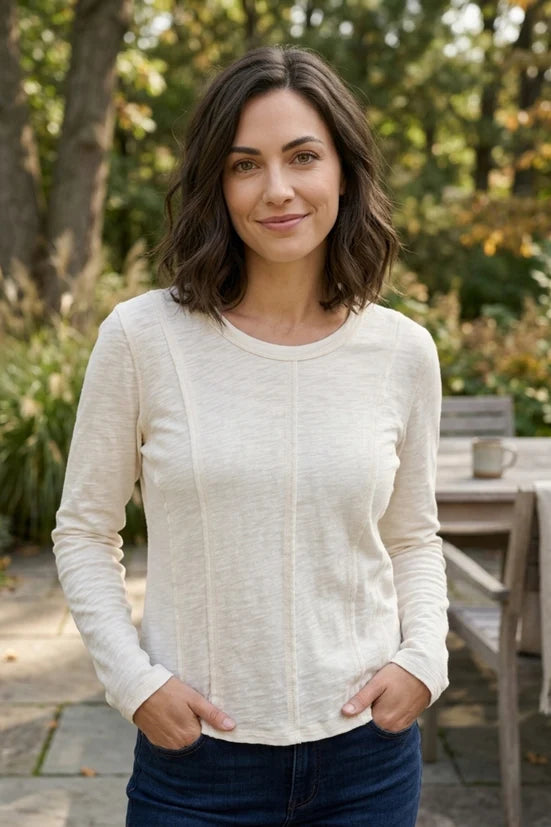 Cotton Pebble Princess Seamed Tee