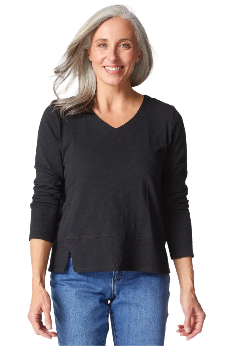 Cotton Pebble Seamed Long Sleeve Tee