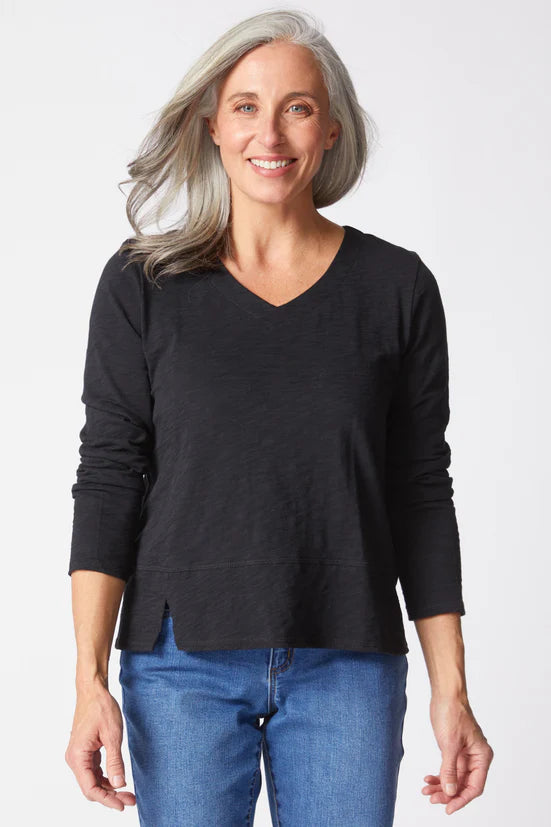 Cotton Pebble Seamed Long Sleeve Tee
