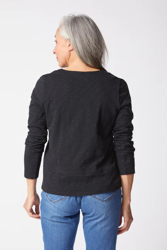 Cotton Pebble Seamed Long Sleeve Tee