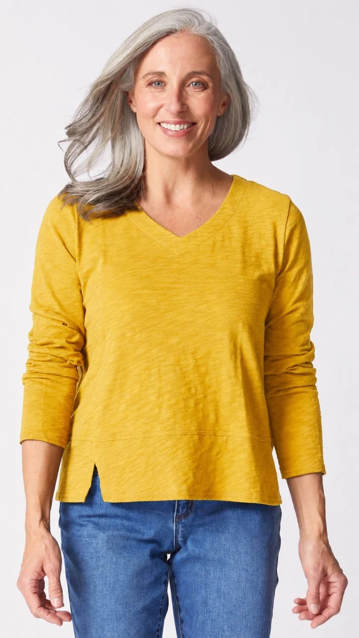 Cotton Pebble Seamed Long Sleeve Tee