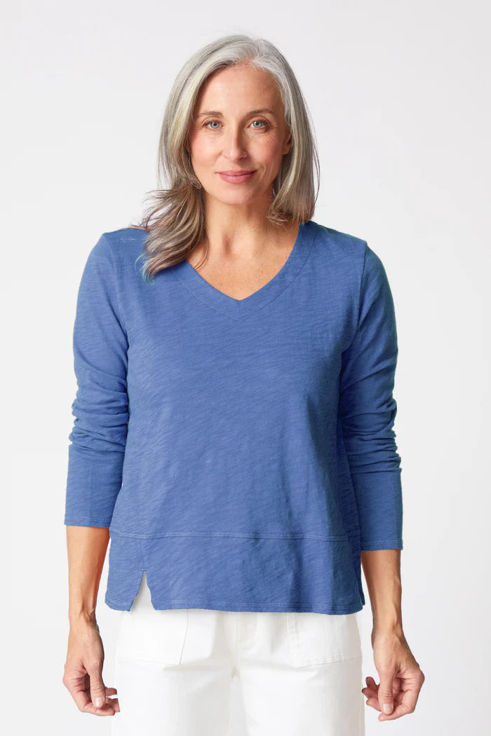 Cotton Pebble Seamed Long Sleeve Tee