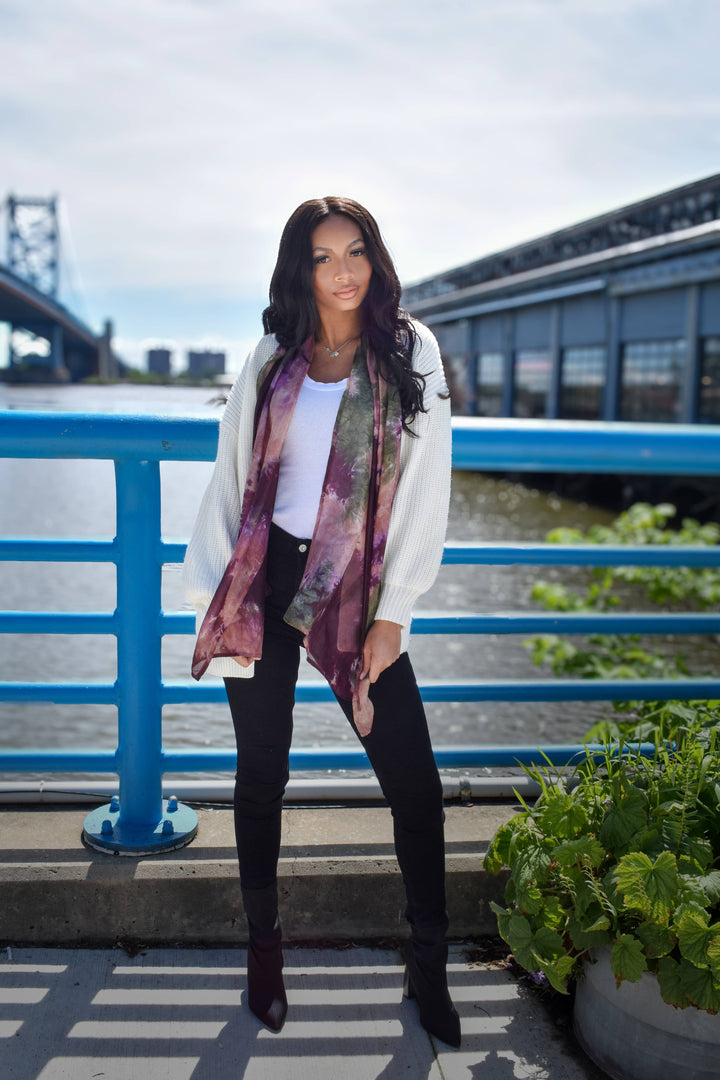 Calypso Tie Dyed Silk Scarf Handmade
