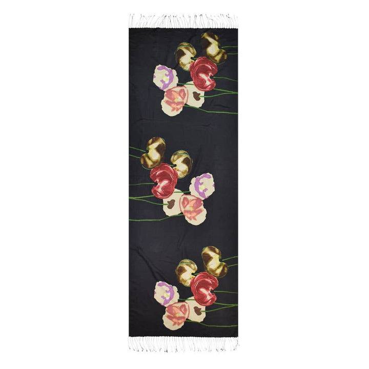 Apricity Poppy Floral Silk Shawl Scarf