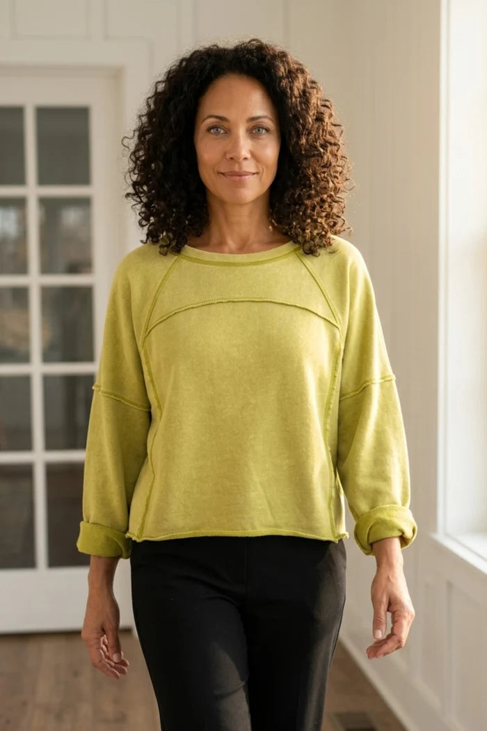 Color Washed Terry Weekend Raglan Top