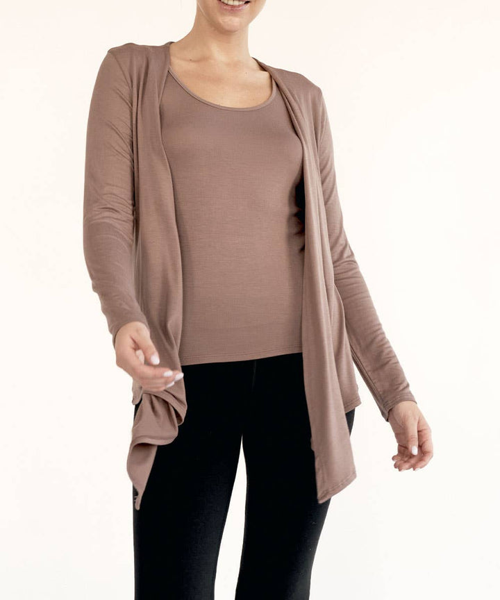 Bamboo Front Tie Open Cardigan