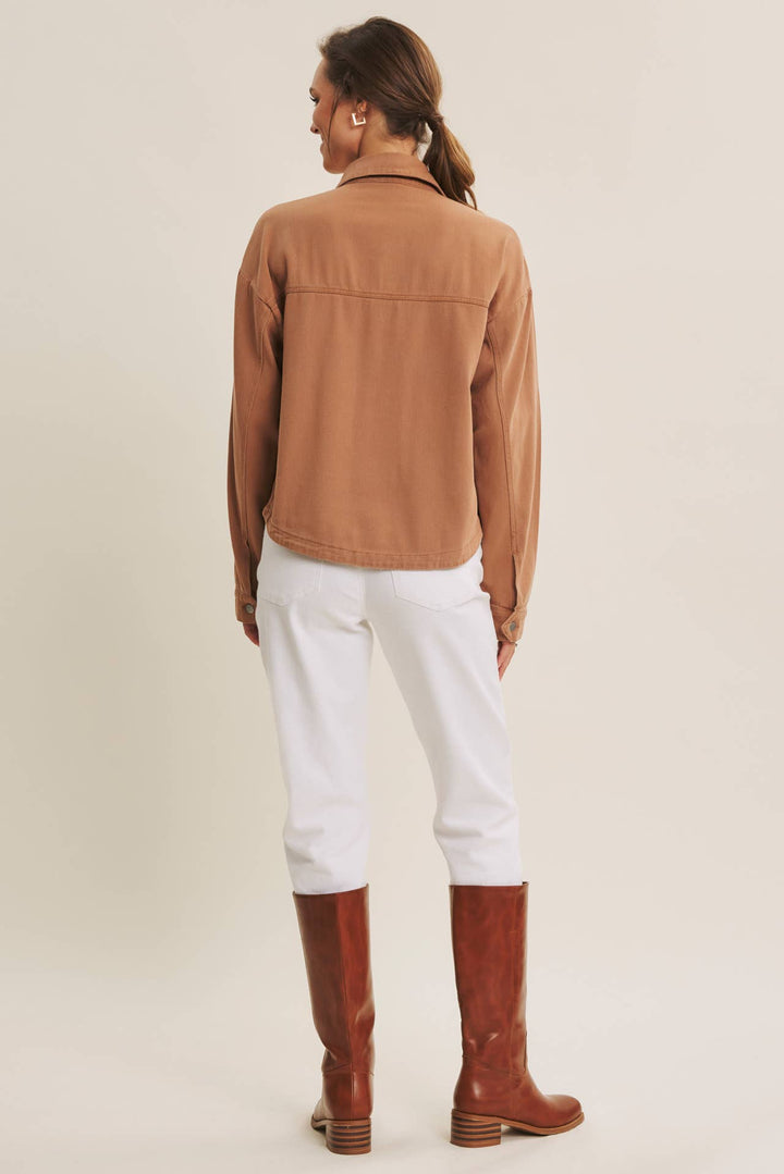 One of a Kind Washed Cotton Twill Utility Oversized Jacket