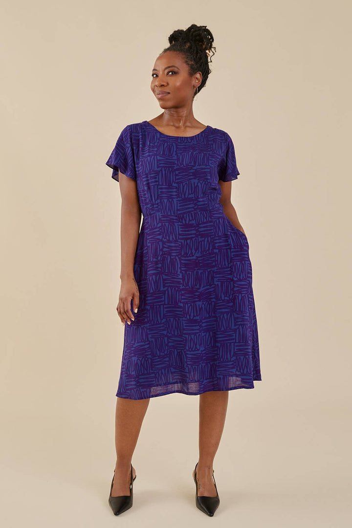 Finley Flutter Sleeve Dress Twilight Scribble Modal