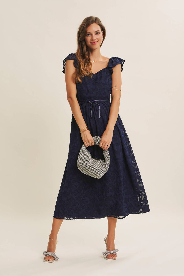 Rich in Texture Velvet Waist Jacquard Midi Dress