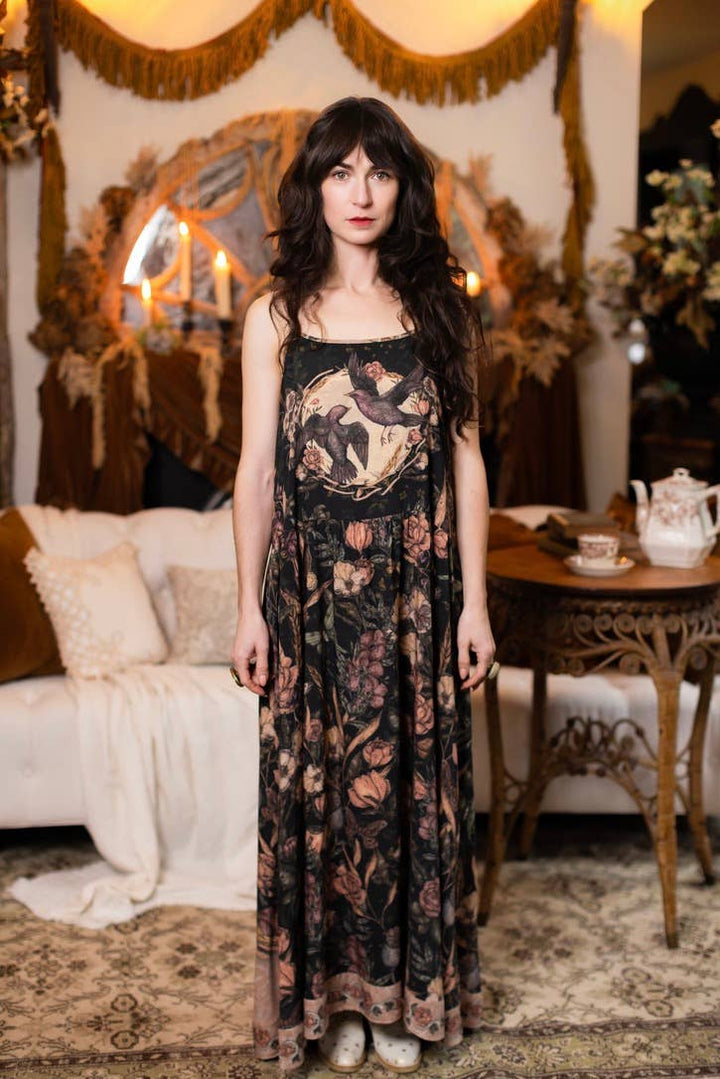 Momento Bohéme Long Maxi Slip Dress w/ Starling & Skull