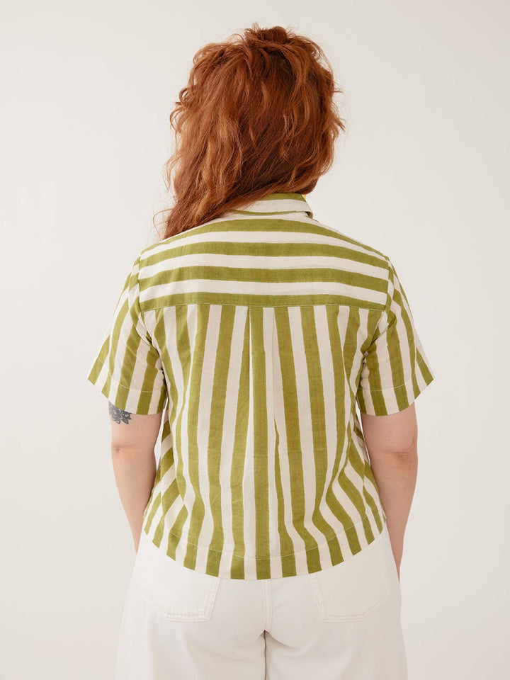 Benji Button Down Shirt Green Stripe