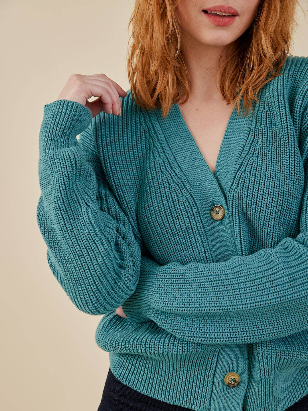 Fisherman Cardigan Teal