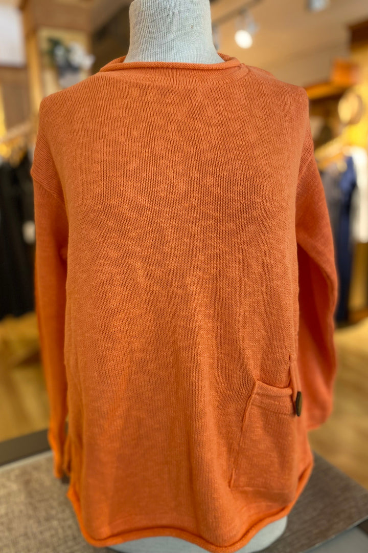 The Ultimate Cotton Sweater - Crop Pocket Roll Neck