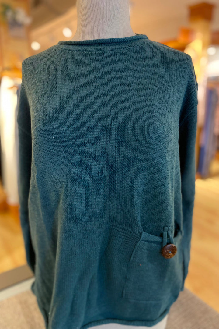 The Ultimate Cotton Sweater - Crop Pocket Roll Neck