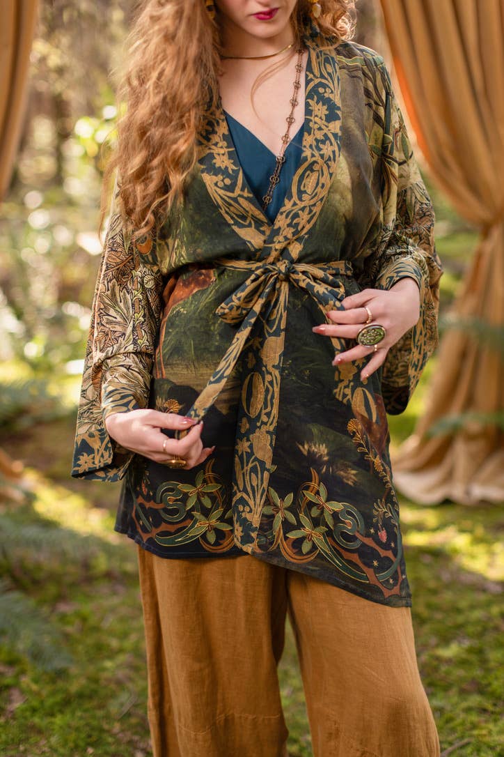 The Dawning Matineé (mid-length) duster w/ Ophelia & Fawns