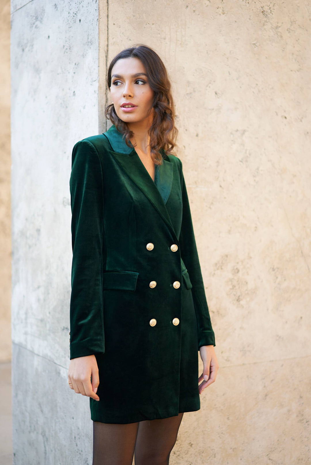 Velvet Dress Jacket with Gold Buttons