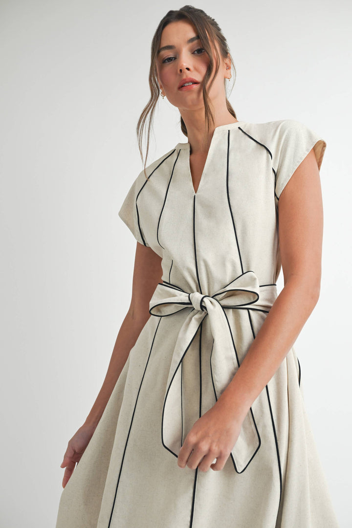 Linen Stripe Midi Dress
