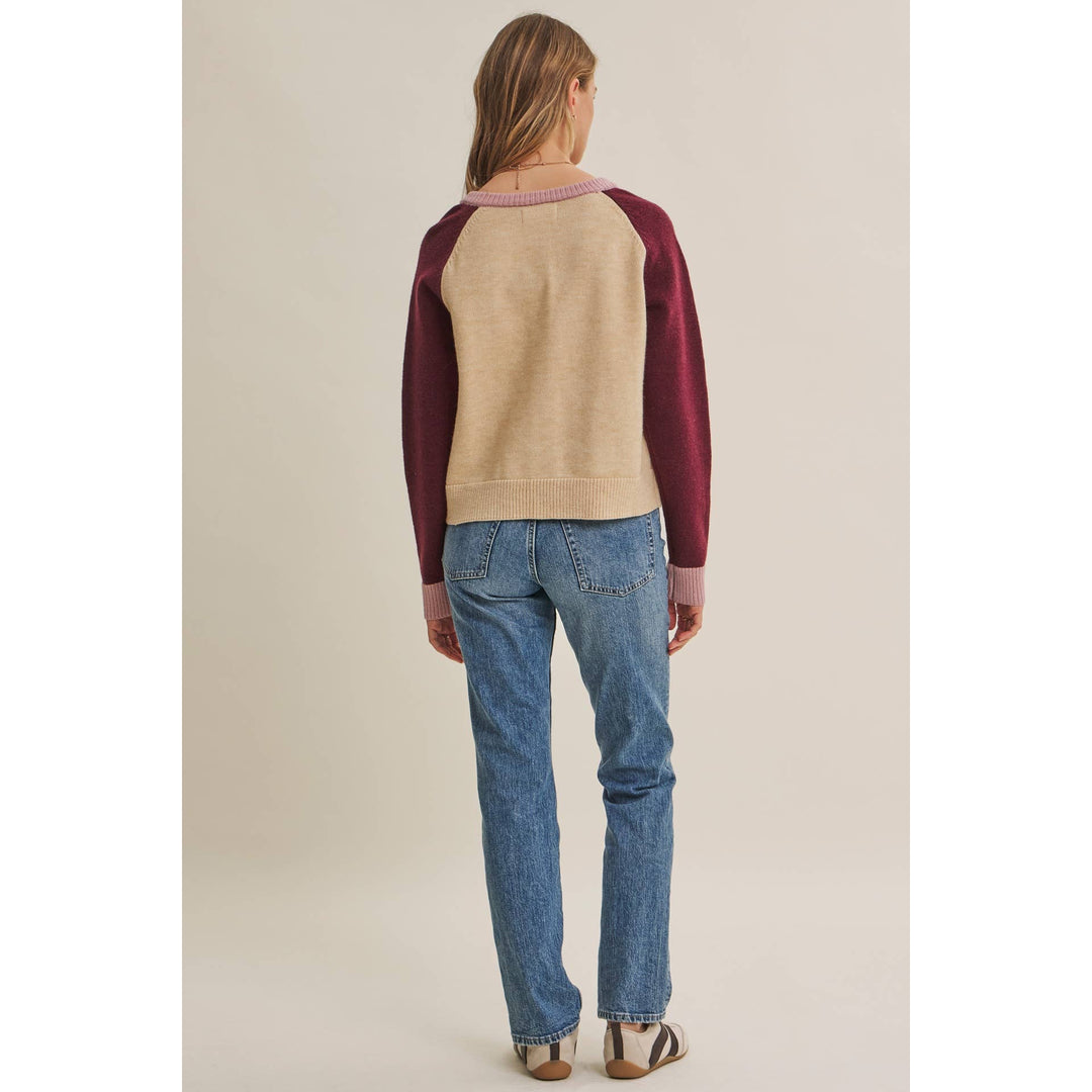 Morning Light Cafe Wool Blend Color Block Cardigan
