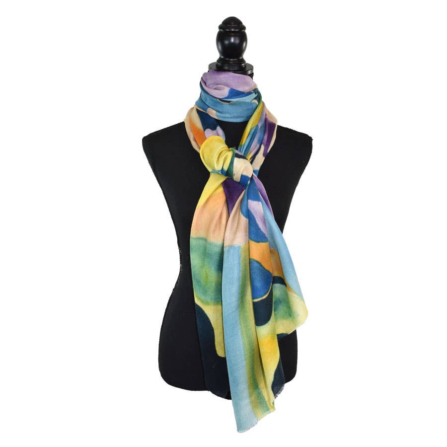 Bertolet Hand Painted Abstract Floral Scarf