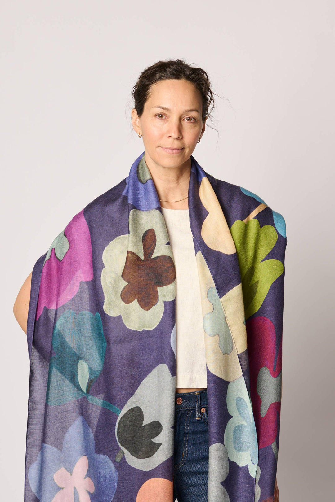 Cashmere Blend 'Flora' Art Scarf