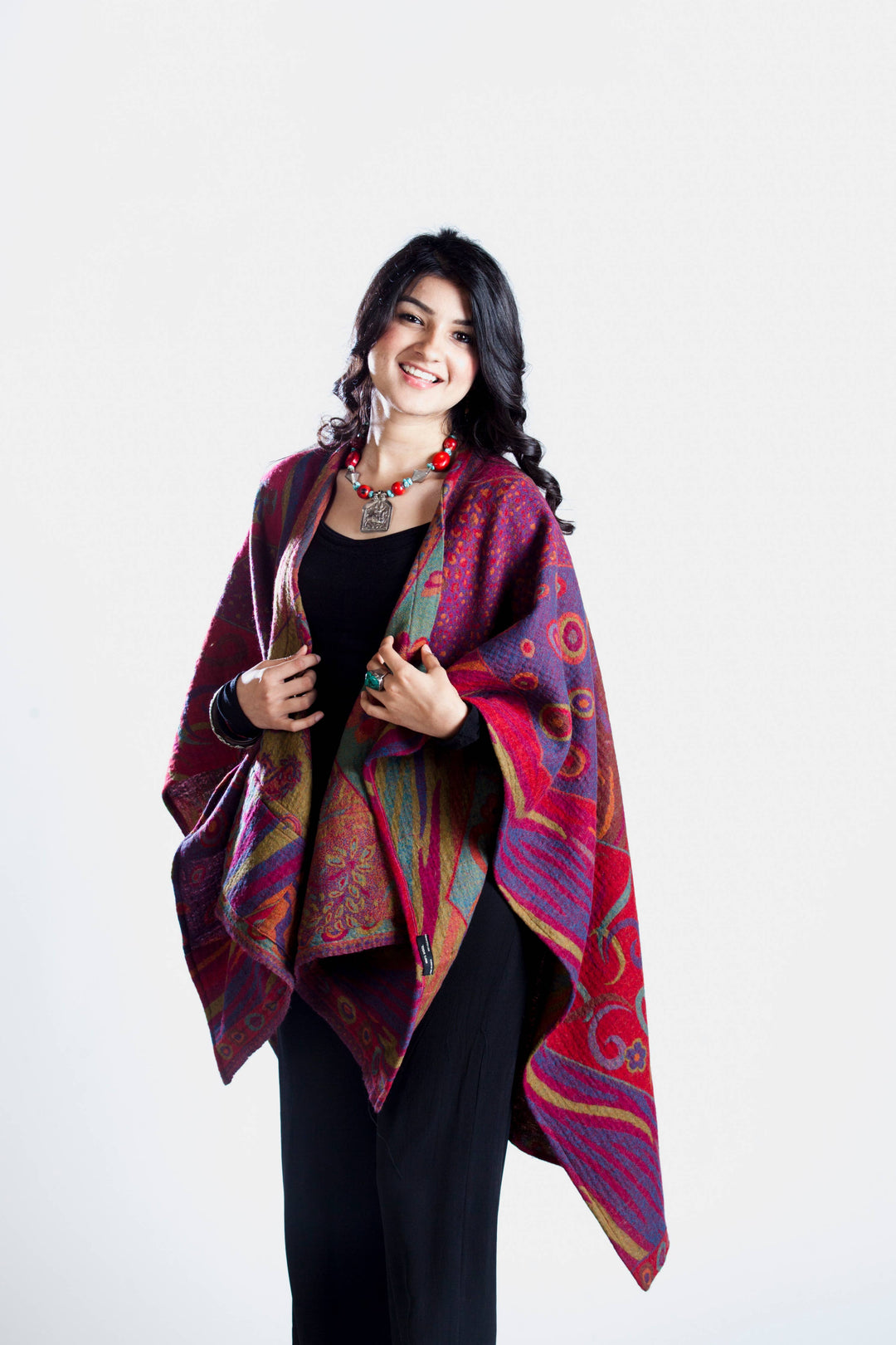 Poncho Cape~Fuchsia
