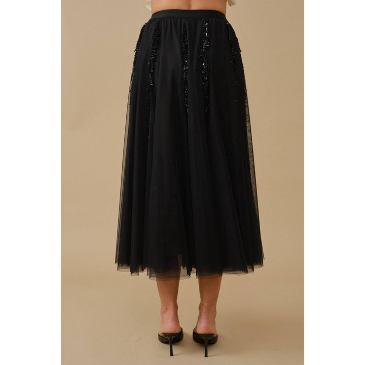 Ethereal Glamour Sequin Panelled Tulle Midi Skirt