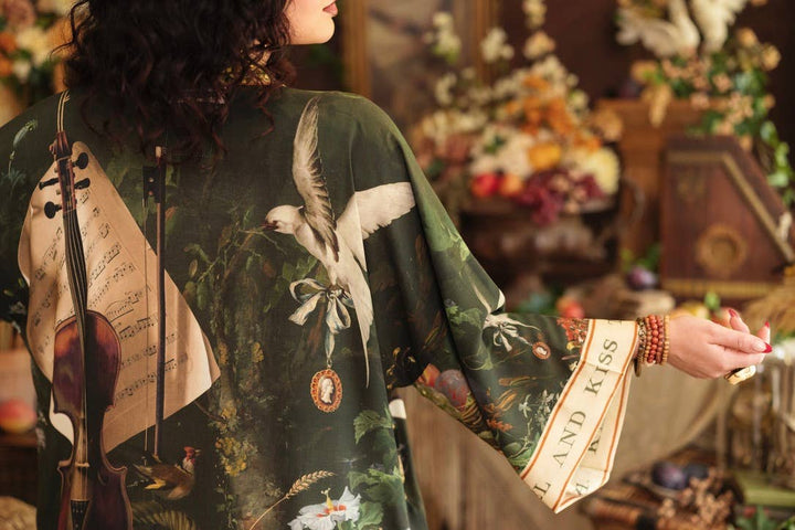 Labour of Love Matineé (mid) Duster w/ florals & violin