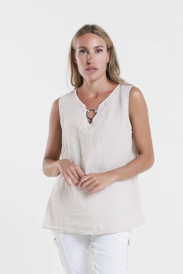 Cora Ring Detail Linen Tank