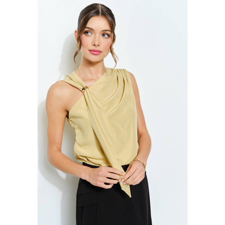 Asymmetric Drape Ring Detail Top