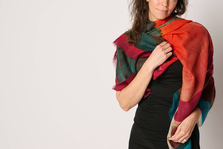 Rothko Style Travel Wrap/Scarf in Silk/Wool Blend