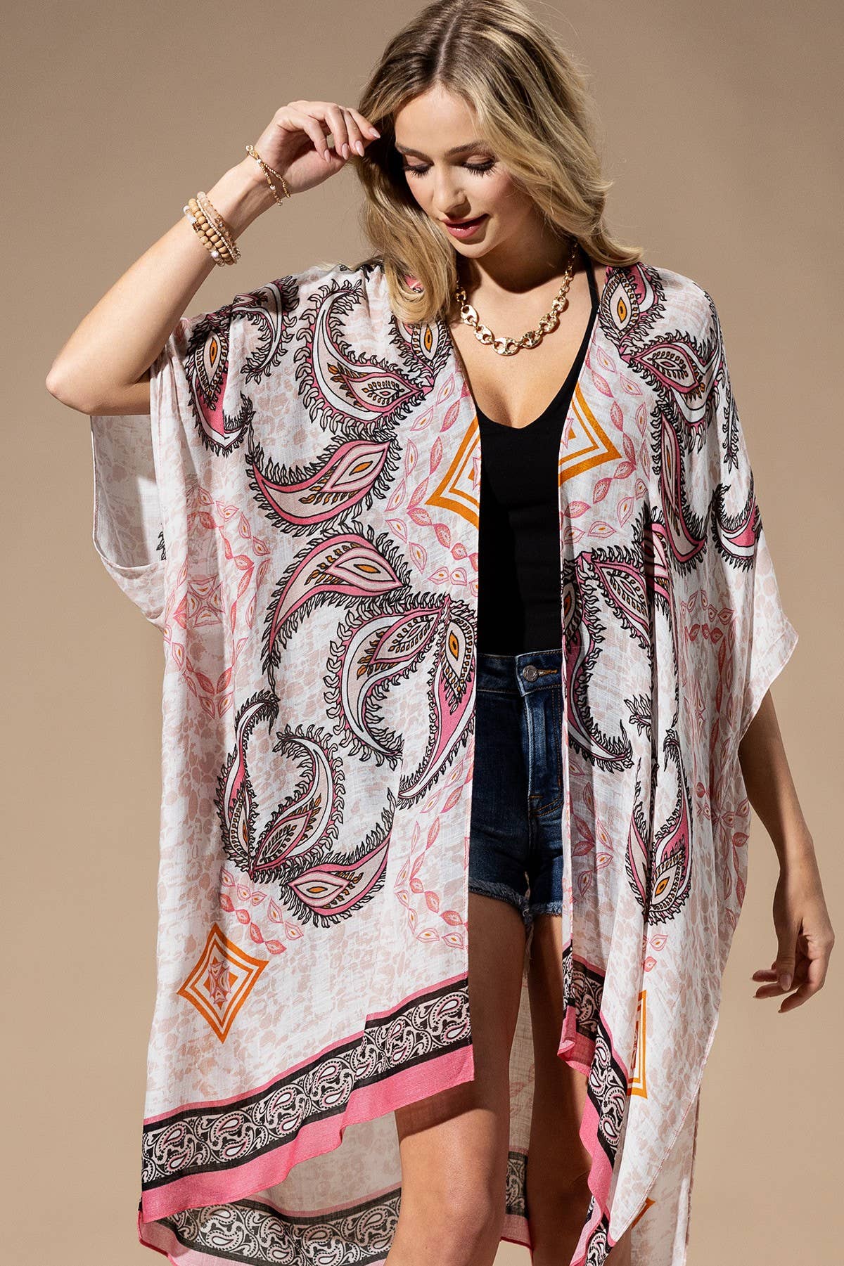 Pink Paisley Kimono – Adlib Clothing