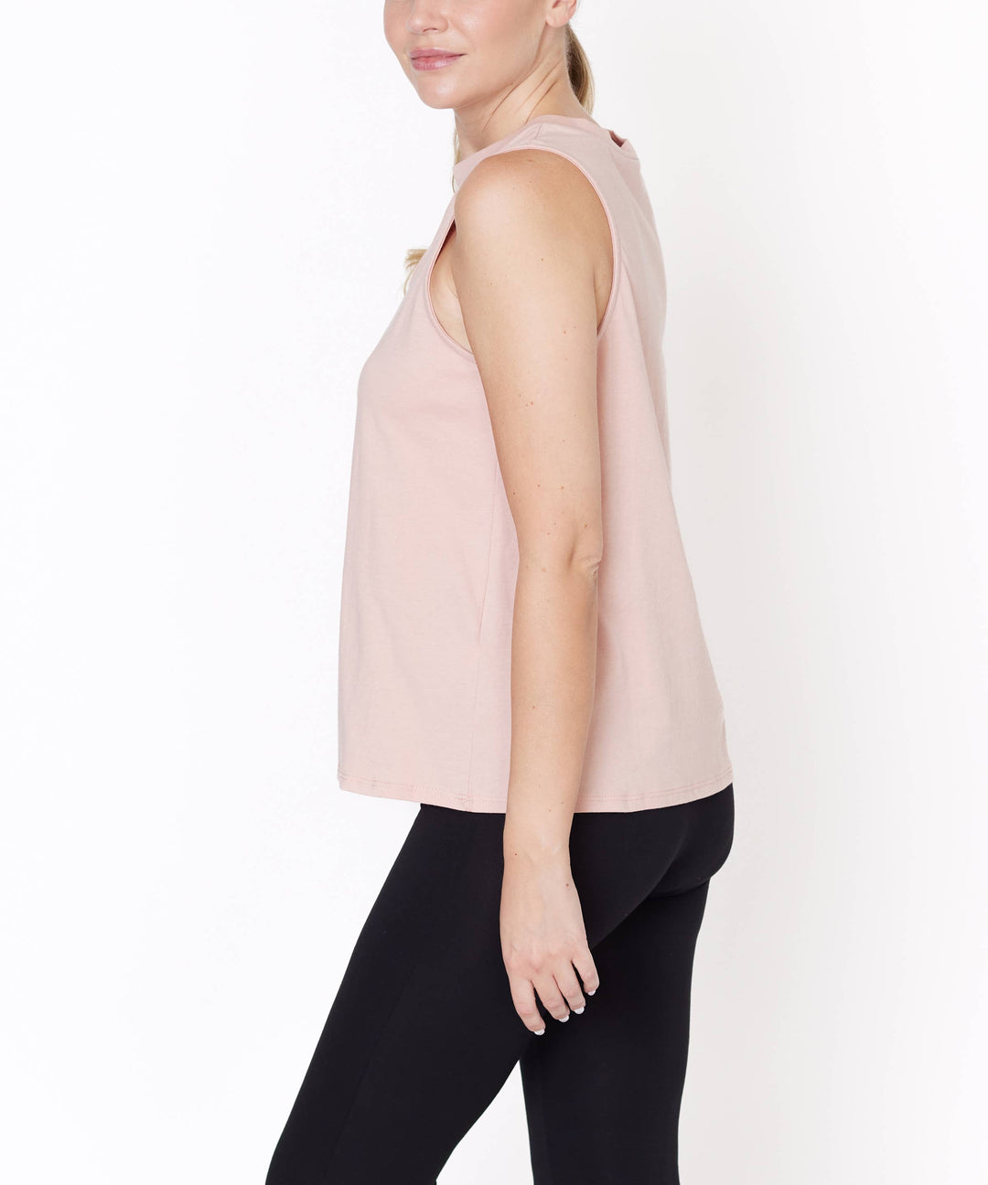 V-Cut Edge Sleeveless Cotton Jersey Top