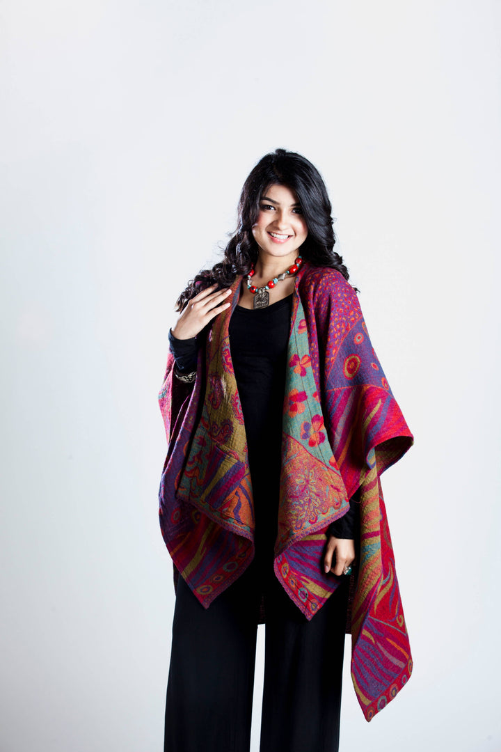 Poncho Cape~Fuchsia