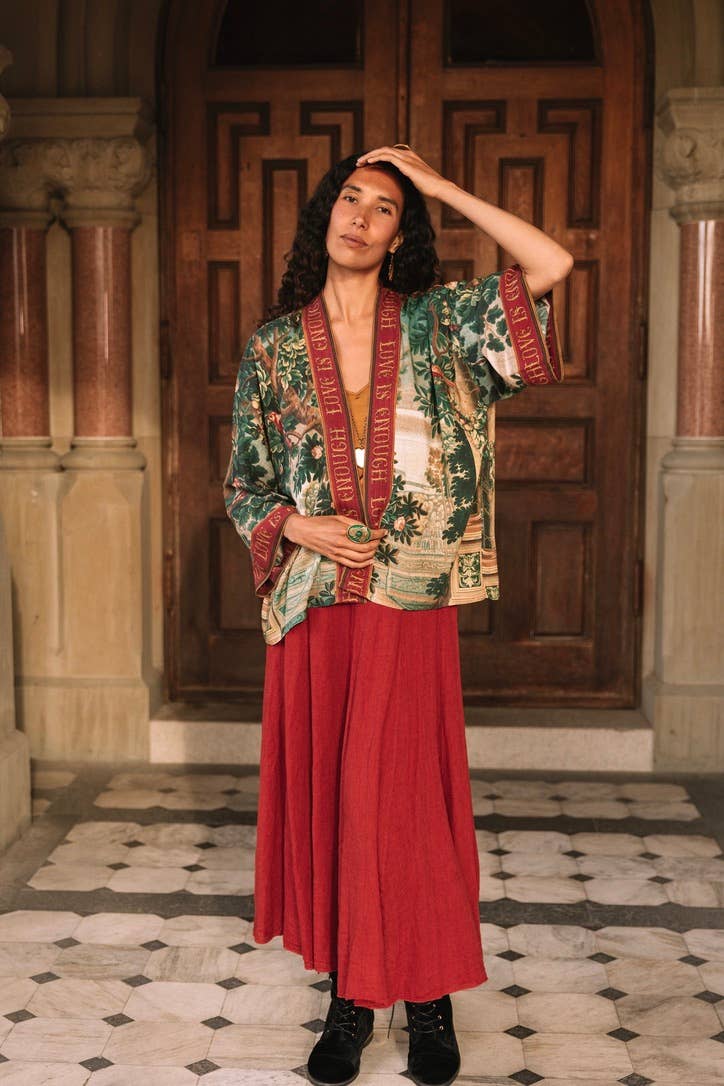 Wildheart Pixie Duster Crop Kimono w/ Unicorn & Castle