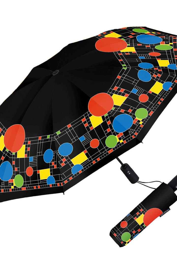 Frank Lloyd Wright "Coonley Playhouse" Travel Umbrella – Compact, One-Touch Open & Close