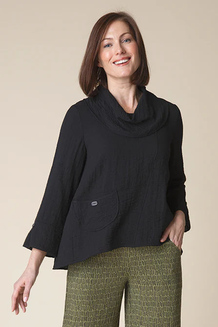 Express Solid Swing Pocket Cowl Top