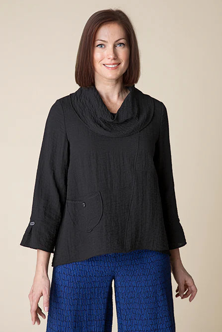 Express Solid Swing Pocket Cowl Top