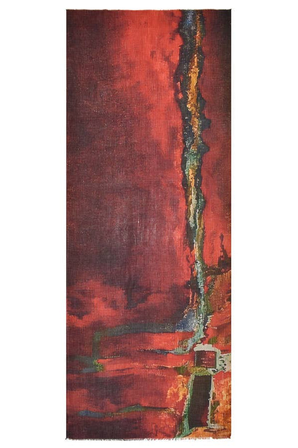 Helmsworth Abstract Crimson Hues Scarf